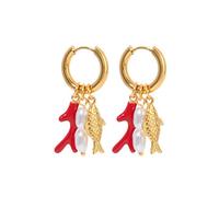 Pendientes elegantes de color dorado con conchas de vieiras, accesorios de joyería, decoración para mujeres que aman viajar Pendientes de acero inoxidable