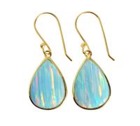 Pendientes elegantes de ópalo de fuego brillante de 16 x 12 mm, cabujón de plata de ley 925, bisel, multicolor, hechos a mano, aretes de gota elegantes para mujer