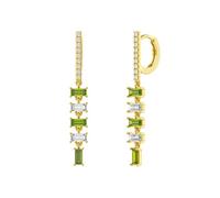 Pendientes elegantes para mujer, aretes colgantes para mujer, borla de plata con circonita cúbica blanca y verde para hermana, joyería de graduación elegante, Gold, Plata de ley, Circonia cúbica