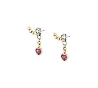 Pendientes Emily En París - Corazones Rosas Y Acero Dorado (SAIX32)