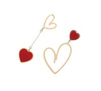 Pendientes en forma de corazón del día de San Valentín para mujer Pendientes ligeros de moda con diseño asimétrico de colgante rojo Ajuste cómodo para uso diario y ocasiones especiales Color al azar