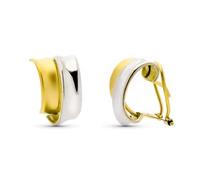 Pendientes en Oro Bicolor 9k con dos bandas lisas 14mm. combinadas