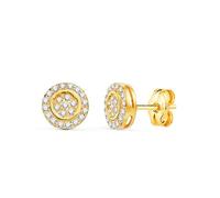 Pendientes en Oro de 18k redondos con 7mm. para Primera Comunión con circonitas