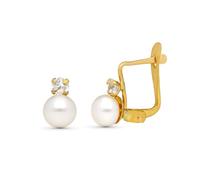 Pendientes en Oro de 9k para Primera Comunión de 7mm. con perla no natural y circonita