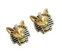 Pendientes esmaltados con cabeza de gato de faraones egipcios, chapados en oro, accesorios de joyería para pieles sensibles, aretes esmaltados
