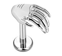 Pendientes Esqueleto | Pendientes De Terror Con Barra - De Estudio De Mano Joyería De Halloween Para Mujeres Adolescentes Diarios Disfraces Cumpleaños Aniversarios Regalos, Silver Palm A, Acero