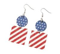 Pendientes estampados de múltiples capas de moda con banderas de Estados Unidos, decoración de lentejuelas para fiestas y uso diario, árbol
