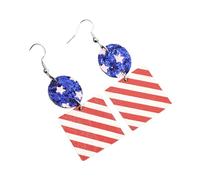 Pendientes estampados de múltiples capas de moda con banderas de Estados Unidos, decoración de lentejuelas para fiestas y uso diario, joyería patriótica, talla única, como se describe, como se