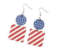 Pendientes estampados de múltiples capas de moda con banderas de Estados Unidos, decoración de lentejuelas para fiestas y uso diario, joyería patriótica, talla única, como se describe, como se