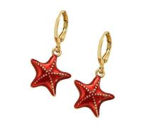 Pendientes Estrellas de mar Hebillas para las orejas Pendientes colgantes Joyería de Textura de cobre para combinar trajes de Gotas de estrellas de mar hechas a mano
