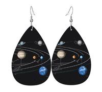 Pendientes Exploring The Solar System Print Pendientesde Piel Sintética Moda Pendientescolgantes Decoración Aretes Colgantes Para Mujeres Amantes Fiesta