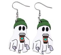 Pendientes fantasma lindos - de madera con colgante caído | Pendientes fantasma de Halloween para mujer, para fiesta, boda, baile, uso diario, vacaciones en la playa, fiestas ficciones, Se