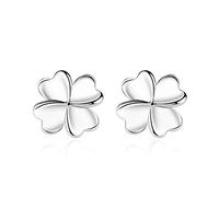 Pendientes Finos de Plata de Ley 925, joyería, Pendientes de trébol de Cuatro Hojas para Mujer