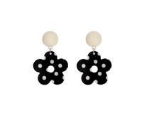 Pendientes florales sencillos de estilo Hong Kong al estilo Hong Kong, negro y blanco y negro, temperamento ovalado geométrico, a la moda y único y versátil