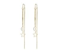 Pendientes for mujer, plata de ley 925, borlas largas, estrellas huecas, luna, pendientes colgantes, alambres for las orejas for mujer, accesorio de joyería elegante de moda(Et2193g)