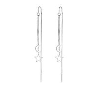 Pendientes for mujer, plata de ley 925, borlas largas, estrellas huecas, luna, pendientes colgantes, alambres for las orejas for mujer, accesorio de joyería elegante de moda(Et2193s)