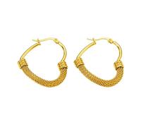 Pendientes franceses retro chic con diseño de cuerda trenzada asimétrica en forma de corazón de acero inoxidable con atractivo de lujo