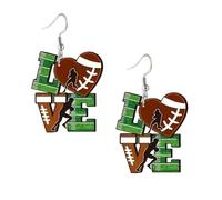 Pendientes Fútbol,Pendientes Colgantes Fútbol | Pendientes decorativos para mujer - Pendientes colgantes retro con diseño de amor de fútbol, pendientes colgantes de acrílico decorativos para mujeres