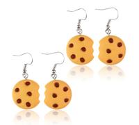 Pendientes Galleta Set, Miniblings de Galletas con Chispas de Chocolate Pendientes en Astilla, Disfraces de Monstruo de las Migas, Carnaval y Amantes de las Galletas
