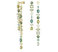 Pendientes Gema, Diseño asimétrico, Tallas mixtas, Extralargos, Verdes, Acabado en oro de 18 quilates OS