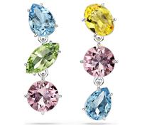 Swarovski Pendientes Gema, Diseño asimétrico, Tallas mixtas, Multicolores, Baño de rodio