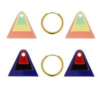 Pendientes geométricos 3 en 1 con aro dorado y piezas de acetato intercambiables - Pack multicolor - Acero inoxidable para mujer (Triangulo)