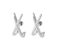 Pendientes geométricos de acero de titanio con doble cruz simples y creativos para mujer