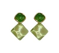 Pendientes geométricos de rombos cuadrados grandes exagerados, colgantes bohemios, color verde, rosa, joyería para mujer, regalo rosa