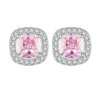 Pendientes geométricos versátiles de plata de ley con engaste de diamantes personalizados