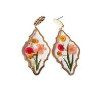 Pendientes geomótricos prensados y pendientes de hojas Pendientes únicos con flores Pendientes de mujeres