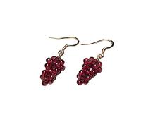Pendientes Gota Mujer,Pendientes De Gota De Granate con Colgante De Uvas con Cuentas, Pendientes De Gancho Colgantes Dorados, Pendientes De Piedras Preciosas, Joyería Bonita Creativa De Cristal, Re