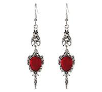 Pendientes Góticos Retro Plata Muerte Gótico Punk Rock Mujeres Niñas Cuelga Joyería Con Cristales De Imitación Rojos Collar Para Mujeres
