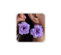 Pendientes Grandes de Flor: Blancos, Rojos, Negros, Amarillos y Morados - Aretes de Aro, Gota y Colgantes - Declaración Dorada