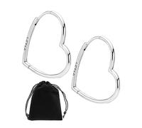 Pendientes Grandes en Forma de Corazón para Niñas - 1 Par Con Bolsa de Almacenamiento - Cobre, Talla Única
