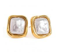 Pendientes gruesos de perlas de oro barroco, cuadrados, joyería de moda para mujer