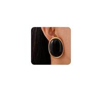Pendientes gruesos para mujer, aretes colgantes ovalados negros vintage grandes, aretes geométricos dorados, accesorios de joyería simples para el día a día, regalos, Grande, Metal, Sin piedra