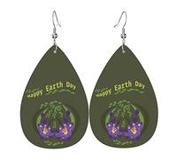 Pendientes Happy Earth Day 2023 para mujeres y niñas, joyería ligera de cuero, pendientes colgantes en forma de lágrima