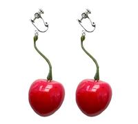 Pendientes hechos a mano de cereza para niñas y adolescentes, ligeros y lindos auriculares clips