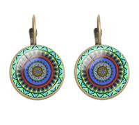 Pendientes hechos a mano Mandala Clips OM símbolo budismo Zen Retro Cristal Caboch Joyería India Pendiente, nan
