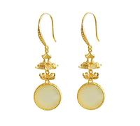 Pendientes Hetian Jade Drop Drop Long Dangle para Mujeres - Pendientes Colgantes de pabellón Octogonal, Pendientes de Roster para Chicas Adolescentes Fiesta de cumpleaños de San Valentín Dan