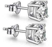Pendientes Hombre Pendientes Diamante Pendiente Hombre Plata Pendiente Circonita Plata De Ley 925 para Mujer Oro Blanco 6mm