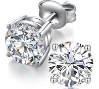 Pendientes Hombre Pendientes Diamante Pendiente Hombre Plata Pendiente Circonita Plata De Ley 925 para Mujer Oro Blanco 4mm