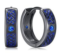 Pendientes Hombres Pendientes Vikingos Arete Hombre Negro Azul Acero Inoxidable Celta Nórdicos Aros Viking Hipoalergénico Joyería Regalos Mujer