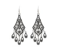 Pendientes huecos con borlas de flores y gotas, joyería ligera de aleación para mujer, pendientes colgantes de filigrana retro para mujer