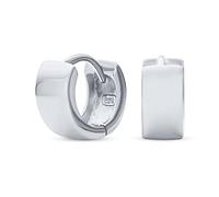 Pendientes Huggie Básicos Simples Finos y Planos Kpop para Mujeres y Hombres con Bisagra Pulida de Plata de Ley .925