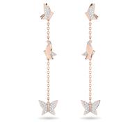 Pendientes Idyllia Lilia, Mariposa, Largos, Blancos, Acabado en oro rosa de 18 quilates OS