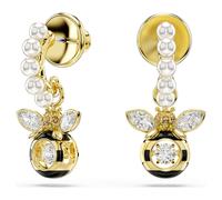 Pendientes Idyllia, Perla de cristal, Tallas mixtas, Abeja, Multicolores, Acabado en oro de 18 quilates OS