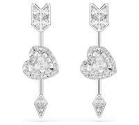 Pendientes Idyllia, Tallas mixtas, Corazón con flecha, Blancos, Baño de rodio OS