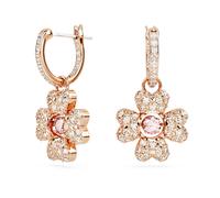 Pendientes Idyllia, Trébol, Blancos, Acabado en oro rosa de 18 quilates OS