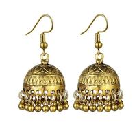 Pendientes indios con forma de campana, estilo bohemio antiguo, étnico, bohemio, vintage, gitana, tradicional, Jhumka Jhumki, para mujeres y niñas, joyas de regalo, Zinc